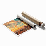 Extra large rolled print of a caravan with floral designs, ideal for classy bathroom wall art.