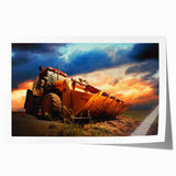 Extra large rolled print featuring a monochrome sketch of heavy equipment, ideal for art wall dining room.