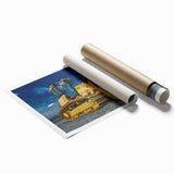 Extra large rolled print featuring a vintage floral design in muted pastel shades, ideal for classy bathroom wall art.