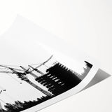 Extra large rolled print featuring line art flowers in black and white, ideal for large living room wall decor.