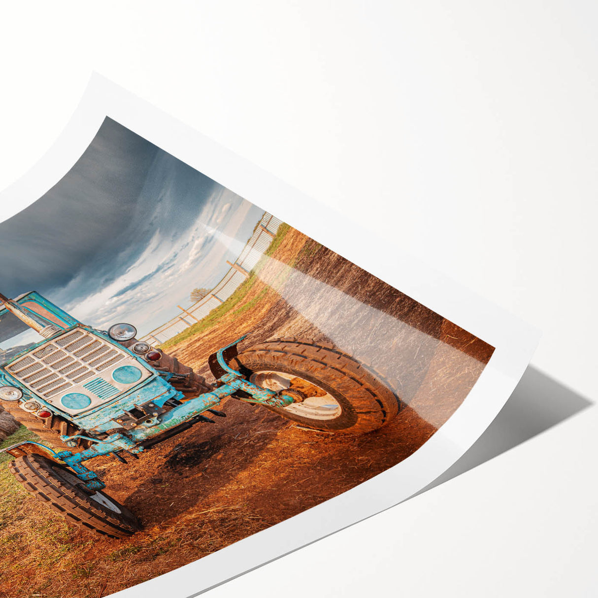 Extra large rolled print featuring a detailed illustration of heavy equipment in muted earth tones.