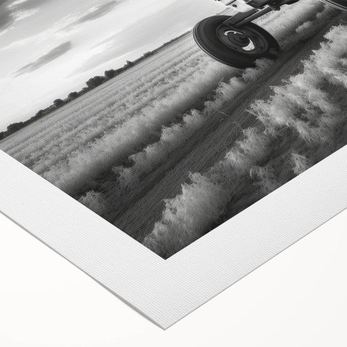 Art deco poster featuring a vintage car in muted metallic colors on a rolled canvas, suitable for dining room wall art.