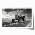 Extra large rolled print featuring a detailed depiction of heavy equipment in muted earth tones.