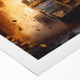 Art deco poster featuring a vintage car in monochrome, printed on rolled canvas, suitable for dining room decor.