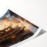 Extra large rolled print featuring line art flowers in black and white, ideal for large living room wall art.