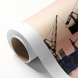 Art deco poster of colorful vintage cars on rolled canvas, suitable for nursery wall art or dining room.