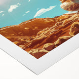 Art deco poster featuring a vintage car in monochrome, printed on rolled canvas, suitable for dining room decor.