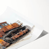 Extra large wall art featuring line art flowers in monochrome, printed on rolled canvas.