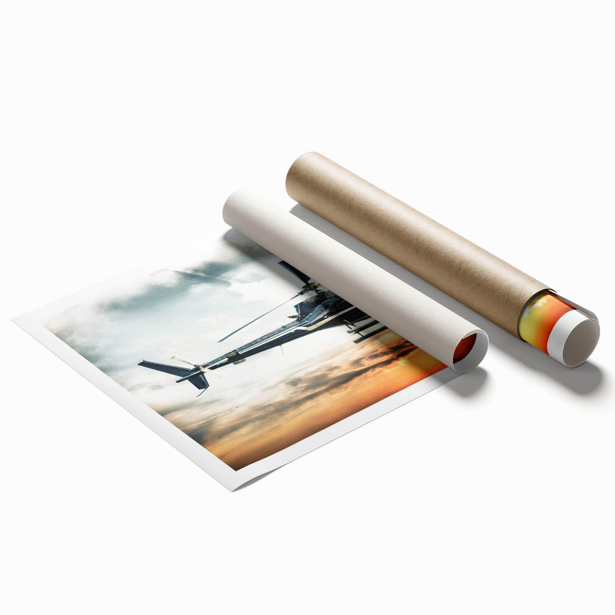 Extra large wall art featuring a detailed helicopter blueprint on a rolled print, suitable for a classy bathroom.