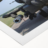 Art deco poster of a helicopter in muted metallic shades on rolled canvas, suitable for dining room or bathroom wall art.