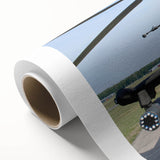 Art deco style helicopter illustration in muted gray, ideal for nursery wall art, on rolled canvas.