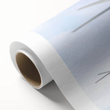 Art deco style helicopter illustration in pastel blues and pinks on rolled canvas, suitable for nursery wall art.