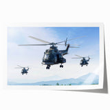 Extra large wall art featuring a detailed helicopter illustration, printed on rolled canvas.