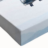 Black and white helicopter landscape art on stretched canvas, ideal for bedroom wall decor.