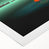 Art deco style helicopter illustration in muted gray and blue tones on rolled canvas, ideal for nursery wall art.