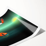 Extra large wall art featuring a line art design of flowers in soft pastel hues, printed on rolled canvas.