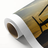 Art Deco style helicopter illustration in muted gray on rolled canvas, ideal for nursery wall art.