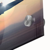 Mid-century modernist style helicopter print in muted earth tones on acrylic glass, ideal for dining room art.