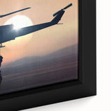 Extra large black wall art featuring a textured, colorful helicopter design on a framed canvas, ideal for living room decor.