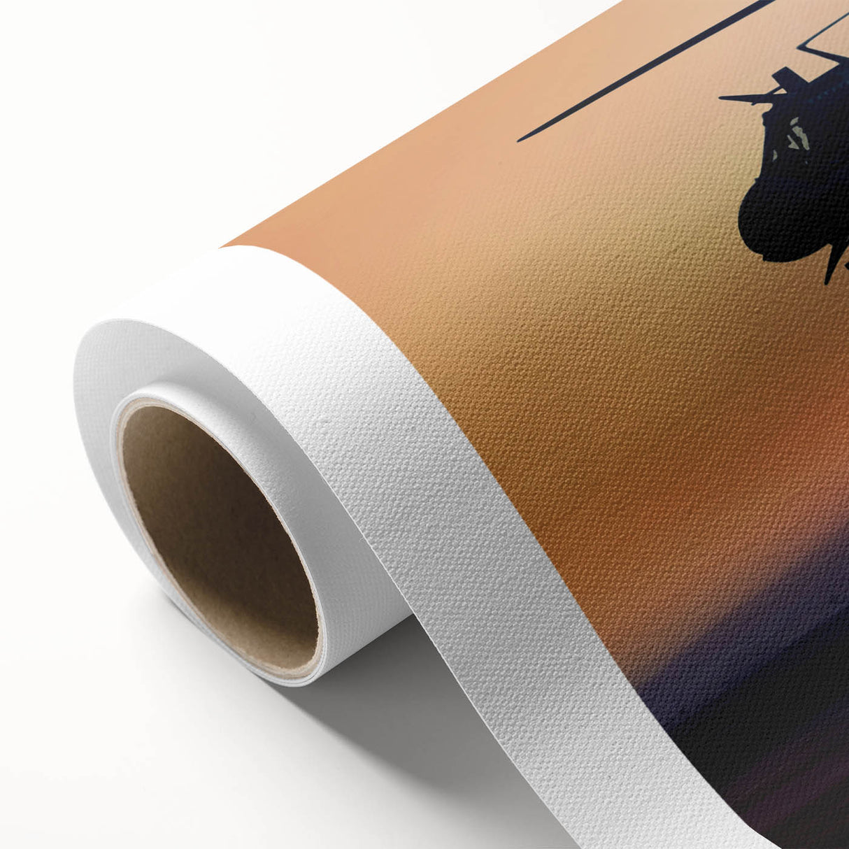 Art deco poster of a helicopter in pastel shades on rolled canvas, suitable for nursery wall art.