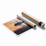 Black and white helicopter blueprint on rolled print, suited for classy bathroom wall art.