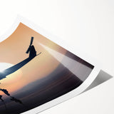 Extra large wall art featuring a line art design of a helicopter, printed on rolled canvas.