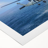 Art deco poster featuring a monochrome helicopter design on rolled canvas, suitable for dining room or bathroom wall art.