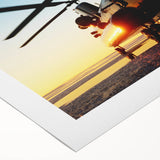 Art deco style helicopter illustration in pastel shades on rolled canvas, ideal for nursery wall art.