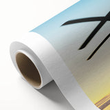 Art Deco poster of a helicopter in gold and black, printed on rolled canvas, suitable for dining room or bathroom.