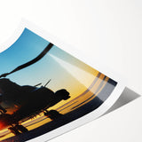 Extra large wall art featuring a minimalist line art helicopter on a rolled canvas, ideal for large living room decor.