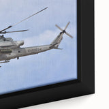Black and white vintage helicopter design on framed canvas, ideal for bedroom wall decor.