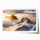 Helicopter sketch in black and white on rolled print, suited for art wall dining room or large bathroom decor.