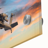 Mid-century modernist acrylic print of an abstract helicopter design in muted grays, ideal for dining room art.