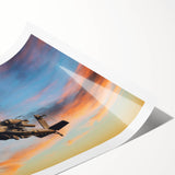 Extra large wall art featuring a helicopter line art design on a rolled print, suitable for large living room decor.