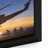 Black and white framed canvas featuring a vintage helicopter design, ideal for bedroom wall art.