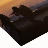 Black and white helicopter close-up on large stretched canvas, suitable for bedroom wall decor.