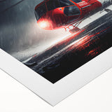 Art deco poster of a colorful helicopter on rolled canvas, ideal for nursery wall art.