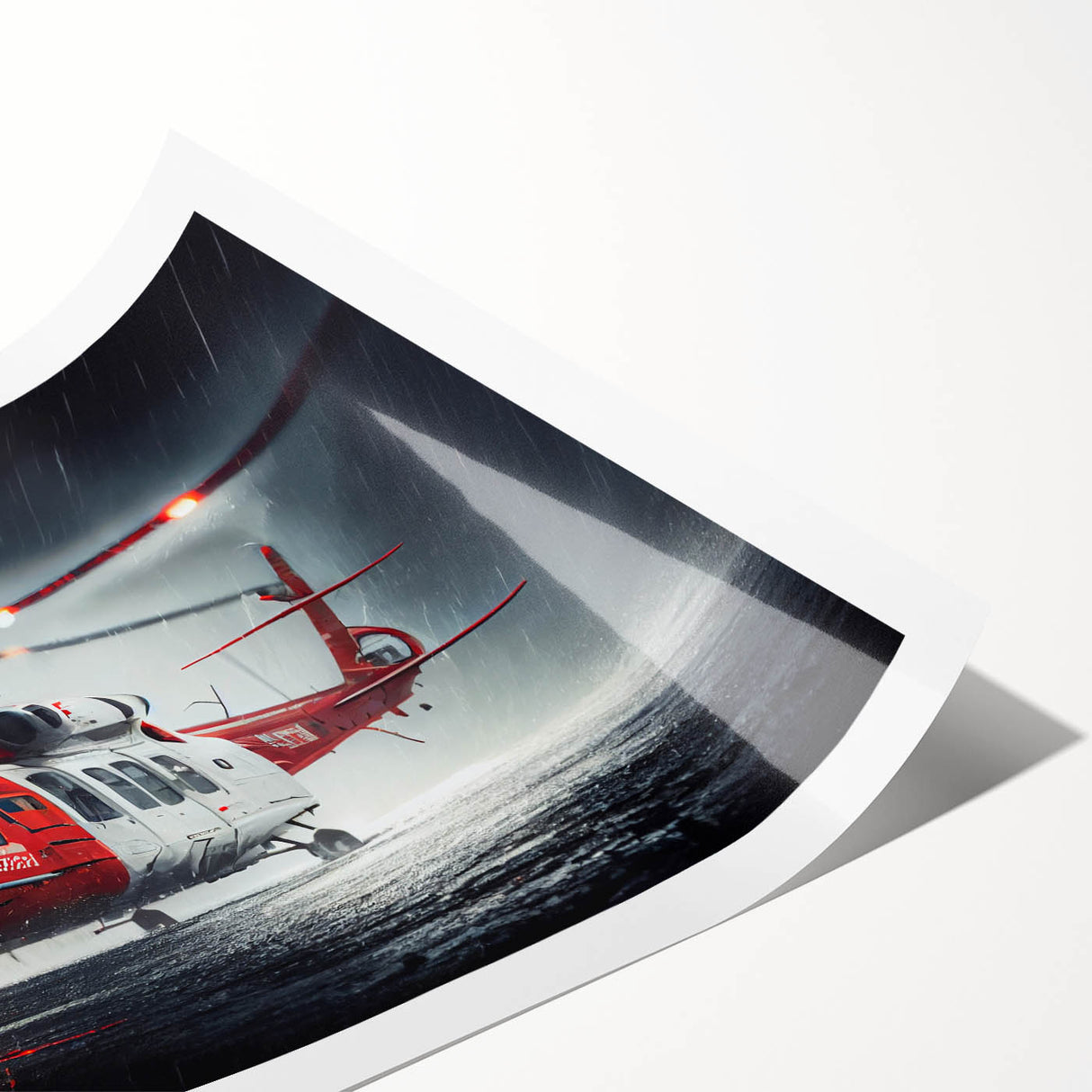 Extra large wall art featuring a floral helicopter design in line art style on a rolled print.