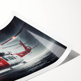 Extra large wall art featuring a detailed helicopter line drawing on a rolled print, ideal for large living room decor.