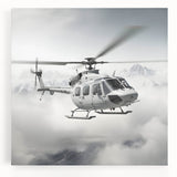 Black and white helicopter design on large stretched canvas, suitable for kitchen wall art.