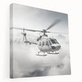 Side view of a helicopter in grayscale on stretched canvas, suitable for kitchen wall art.