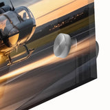 Large abstract helicopter design in muted gray on acrylic glass, ideal for dining room art in a mid-century modernist style.