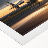 Art deco poster of a helicopter in monochrome shades on rolled canvas, suitable for dining room wall art.