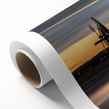 Art deco style helicopter illustration in monochrome shades on rolled canvas, ideal for nursery wall art.