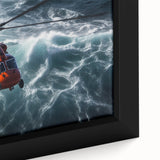 Extra large framed canvas featuring a black helicopter with colorful, textured details, ideal for living room decor.