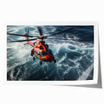 Helicopter silhouette on a muted gray backdrop, rolled print, ideal for art wall dining room.