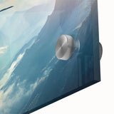 Mid-century modernist art of a helicopter in muted gray, ideal for dining room art, acrylic print.