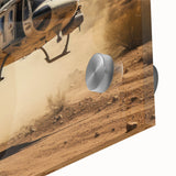 Large abstract wall art featuring a mid-century modernist helicopter design in muted gray tones on acrylic glass.