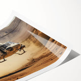 Helicopter over cityscape in muted gray tones, extra large rolled print, suitable for classy bathroom wall art.