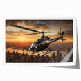 Extra large wall art featuring a helicopter in muted gray tones on rolled canvas, suitable for art wall dining room.